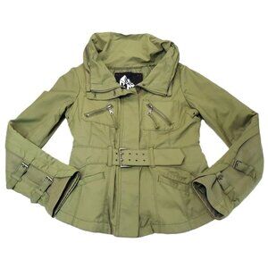 G.E.T. Jacket Women's Outdoor Zipped and Belted Small Green Quilted Inside